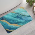 thumbnail image 2 of Teal Marble Gold Wave Pattern Bathroom Rugs Mat,Non Slip Microfiber Bathroom Rug,Rubber Backing,Soft Bathroom Mats for Bathroom Floor,Tub and Shower,17x27in(43x68cm), 2 of 5