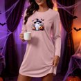 thumbnail image 3 of Stamzod House Dress for Women Halloween Print Long Sleeve T Shirt Nightgown Soft Crew Neck Short Sleep Shirt XXL, 3 of 7