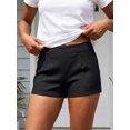 thumbnail image 4 of Shorts ajustados para mujer con bolsillos, elegantes, de color liso y tiro bajo, ideales para el verano, la playa y el uso diario., 4 of 7