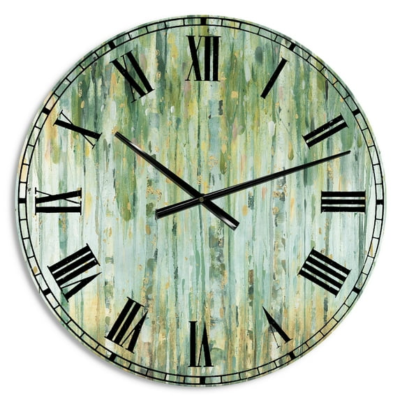 Designart Oversized Green Analog Round Farmhouse Wall Clocks, CLM30952-C23