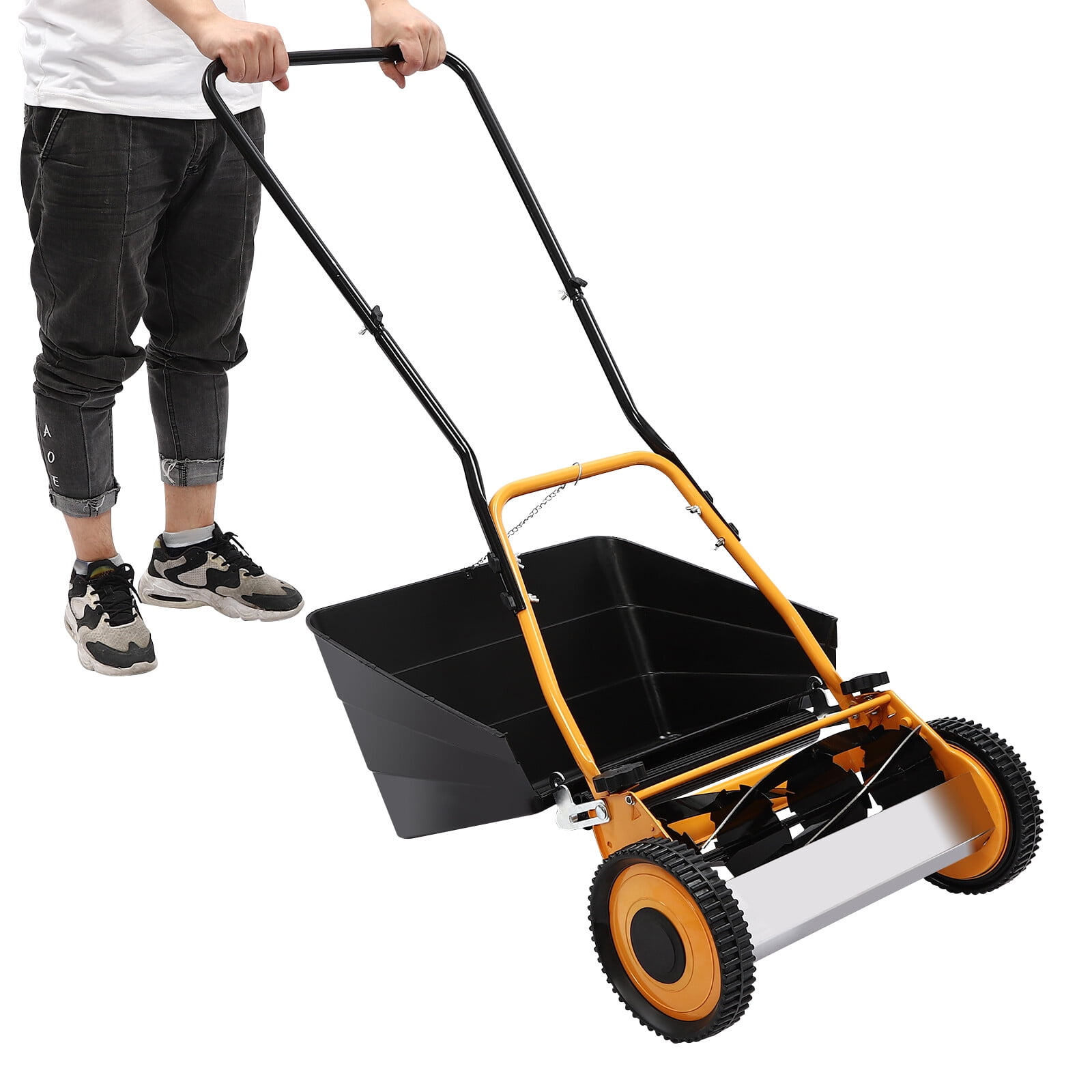 16" Modern Lawnmower Wheeled Lawn Mower Hand Push Lawn Mower For Villas Home NEW