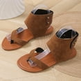 thumbnail image 6 of Anuirheih New Women's Sandals Fashion Roman Thong Flat Sandals Sandals Women Clearance(Brown), 6 of 8