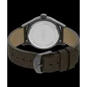 Timex Mens Expedition Scout 40mm Watch – Gunmetal Case Khaki Dial with Dark Brown Leather Strap