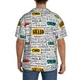 thumbnail image 5 of KLL Hello Print Men's Shirt Short Sleeve Button Down Summer Cuba Beach Shirts- 3X-Large, 5 of 7