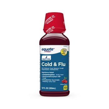 Equate Nighttime Cold and Flu , Cherry Flavor, 12 fl oz