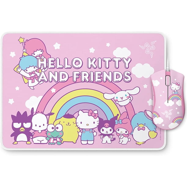 Kit Mouse Razer DeathAdder Essential + Goliathus Hello Kitty and Friends 5 botones 6400 DPI Alámbrico USB Rosa