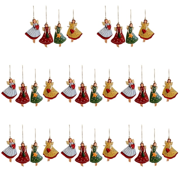 Adornos navideños de madera con forma de ángel. Adornos rústicos de estilo granja con forma de ángel. Adornos para colgar en el árbol de Navidad para decorar el hogar en Navidad.