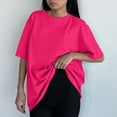 thumbnail image 4 of AQUARIVE Ladies Summer Basic Tops Oversize Round Neck Cotton Tops Elbow Length Loose Fit Soft and Comfy Tee Shirt for Women Red M, 4 of 5