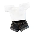 thumbnail image 1 of Camiseta con figura a escala 1/12, pantalones cortos vaqueros, atuendo retro informal, elegante, jersey pantalones negros, 1 of 9