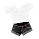 thumbnail image 1 of Disfraz informal de top y pantalones cortos vaqueros, estilo retro, a la moda, para cosplay, a escala 1/12 pantalones negros, 1 of 9