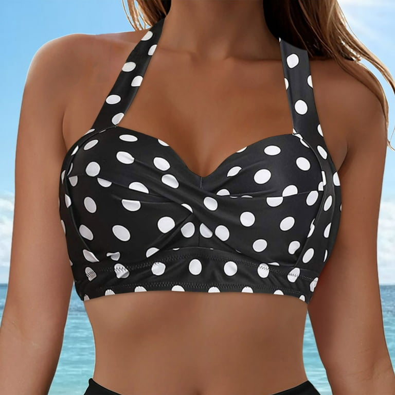 Huesdet Women Bikini Tops Push Up Swim Top Front Tie Knot Bathing