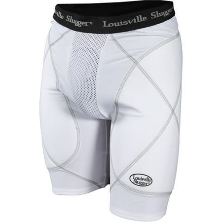 Louisville Slugger Men's Slugger Gold Shield Sliding Shorts, White
