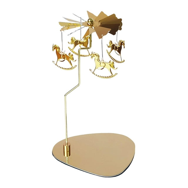 Candelabro giratorio navideño con forma de carrusel, portavelas de acero inoxidable para decoración de chimeneas de bodas