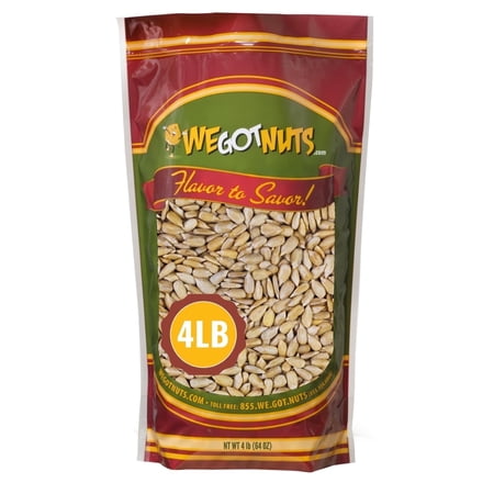 We Got Nuts Roasted Unsalted Sunflower Seeds, No Shell Snack Seeds, Kosher, 4 lb, 64 oz