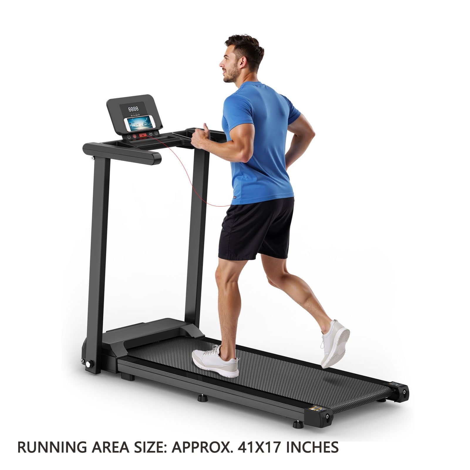 Folding Treadmill With Handles Foldable Treadmill With Led Display Low Noise Treadmill Foldable Running Machine Folding Treadmill With Handles 2.5HP Foldable Treadmill With LED
