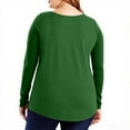 thumbnail image 4 of YODETEY No Boundaries Women’s Long Sleeve Scoop Neck Cotton T-Shirt (Plus Size), Loose Sleeveless Pullover T-shirt Tops, Green Women's Plus XXXXXL, 4 of 6