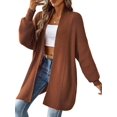 thumbnail image 3 of Women'S Fall Winter Solid Color Casual Oversized Long Sleeve Chunky Knit Cardigan Sweater Jacket Brown One size, 3 of 9