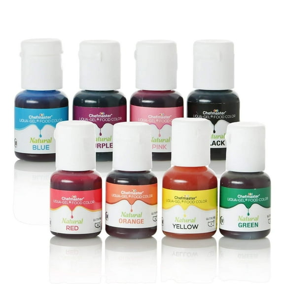 Chefmaster Liqua-Gel Food Color 8-Pack All Natural Food Coloring, Edible Ink for Baking, Vivid Food Colors for Easter Cake Design, No Dye Food Coloring for Bath Bombs, Easter Egg Decorating Set