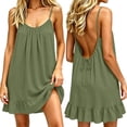 thumbnail image 2 of BOOMNY Women's Backless Cami Dress Spaghetti Strap Lounge House Midi Dresses Flowy Beach Summer Sundress, 2 of 8