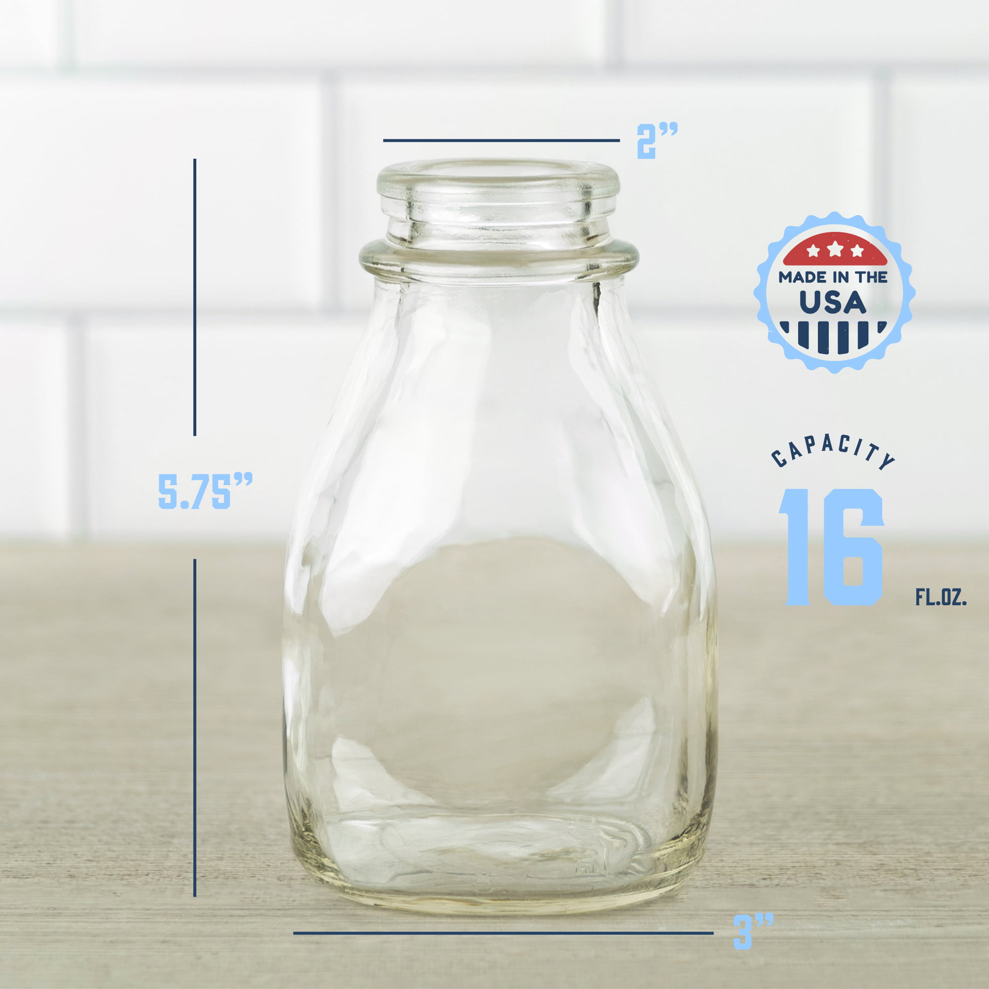 Reusable Food Grade Milk Container Glass Milk Bottle with Lid 32