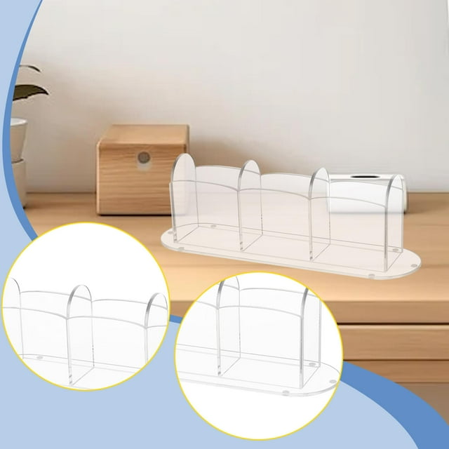 Caja de almacenamiento de tarjetas de cuentos para niños, de acrílico transparente, fácil de usar, resistente, para escritorio, caja de exhibición de Tres compartimentos
