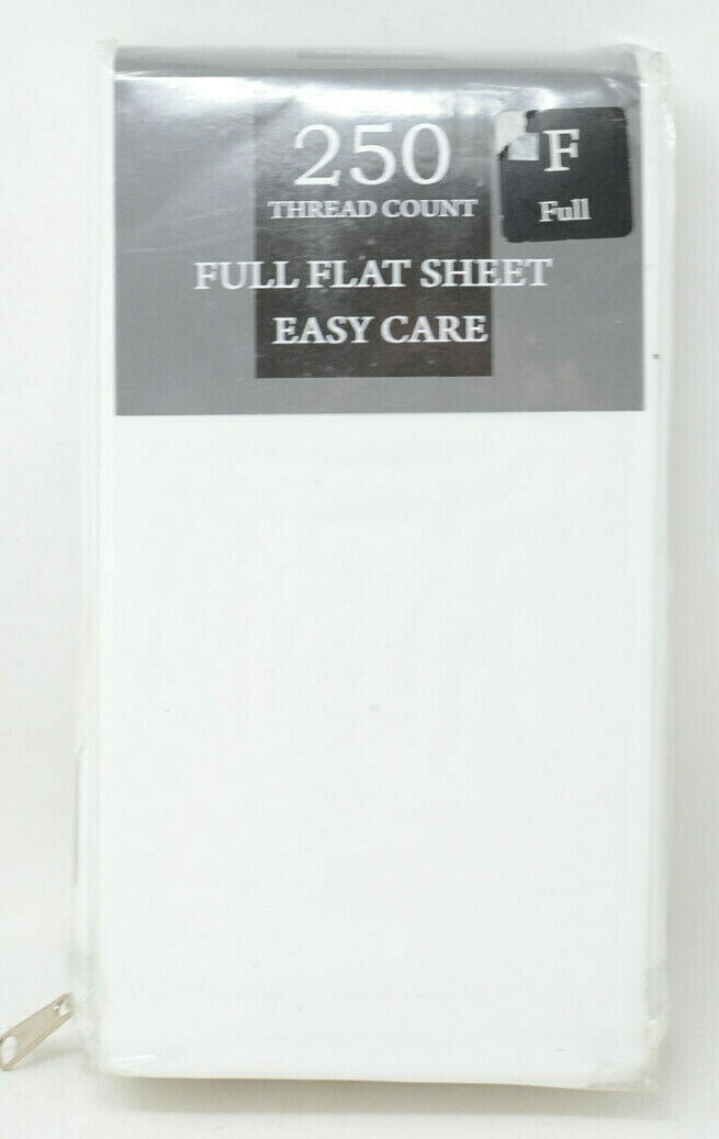 250 Thread Count Luxury FULL Flat Sheet in WHITE