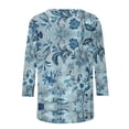 thumbnail image 5 of Jsaierl Womens 3/4 Length Sleeve Tops Plus Size Crew Neck Shirts Trendy Floral Petite Blouses Flowy Dressy Tunic Top S-2XL, 5 of 5
