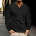 thumbnail image 2 of Men's Solid Color Thin Section Long Sleeve Button V-Neck Slim Fit Casual T-Shirt - Polyester, Multi-Size Available, 2 of 4