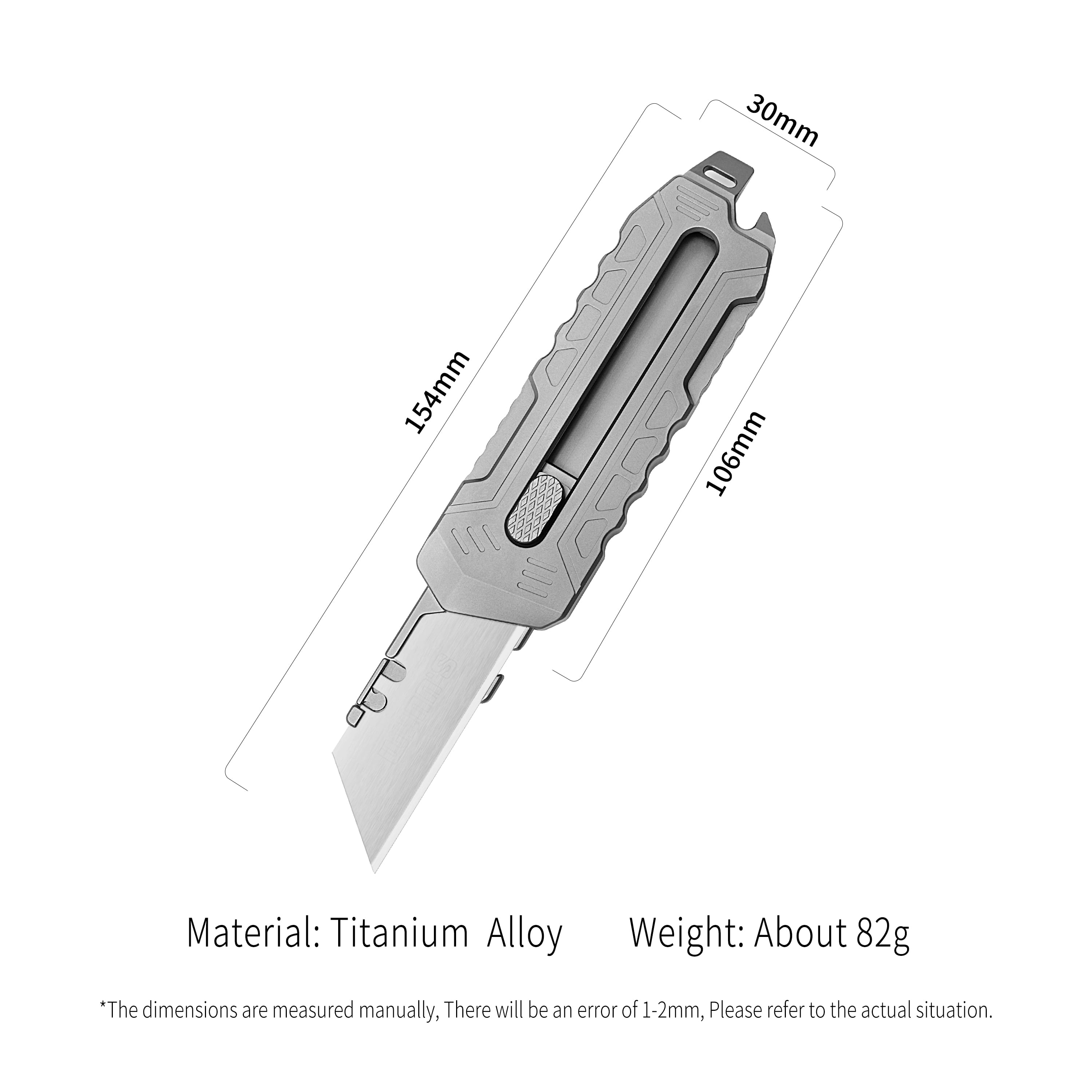 Titanium Retractable Pocket Knife 6 inch Utility Knife with 10pcs Carbon Steel Blades