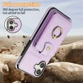 thumbnail image 6 of ELEHOLD Case for iPhone 16, Crossbody RFID Leather Wallet Phone Case with Ring Stand,Purple, 6 of 9