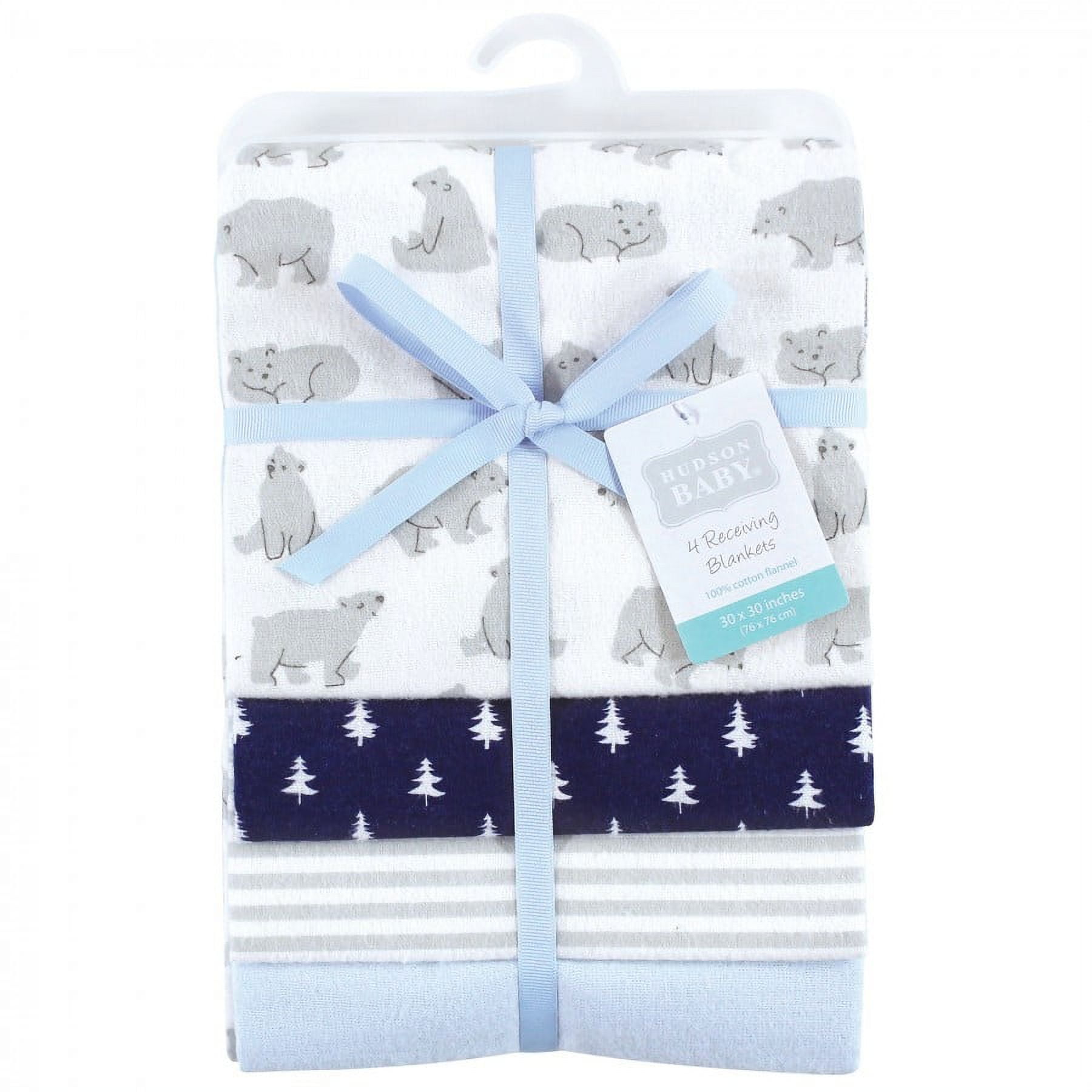 Hudson Baby Infant Boy Cotton Flannel Receiving Blankets, Bear Poses, One Size