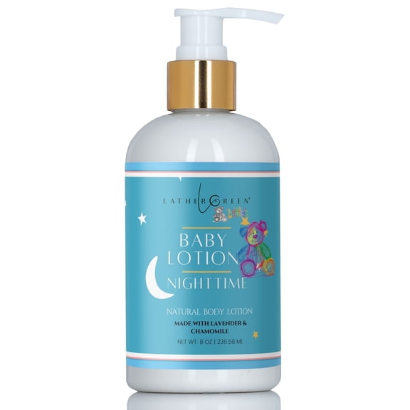 Nighttime Baby Natural Body Lotion for Bedtime, Gentle for Newborn and Infants, 8 oz by LatherGreen