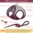 thumbnail image 2 of AIITLE Reflective Nylon Adjustable Dog Harness and Leash Set with Padded Vest, Burgundy, XXS, 2 of 8