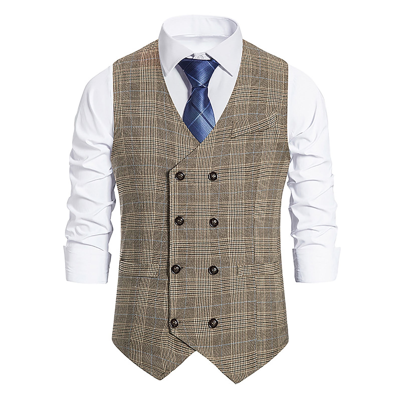 Plaid top waistcoat mens