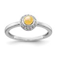 thumbnail image 3 of 14K White Gold Plated Diamond & Cabachon Citrine Ring Size 7, 3 of 5