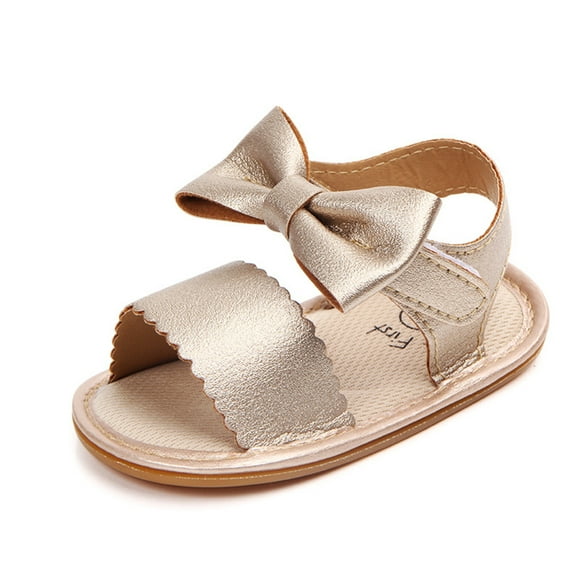 Ketyyh-chn99 Toddler Baby Boys Girls Sandals Summer Shoes Sandals Summer Soft Solid Baby Anti Slip Bow Girls Shoes Crib Baby Shoes Toddle Baby Shoes for 9-18 Months,Gold