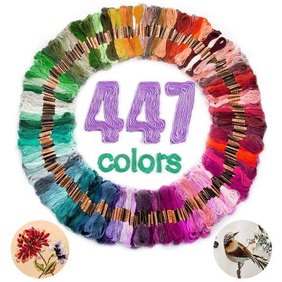 Embroidery Floss Set, Rainbow Color Polyester Cotton Threads for Cross Stitch, Bracelet Yarn, Craft Floss, Premium Rainbow Color Embroidery Floss