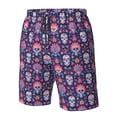 thumbnail image 4 of Balery leaf flower Skull colorful Traje de Baño Estilo Hawaiano para Hombre, Shorts de Secado Rápido con Bolsillos-Medium, 4 of 6