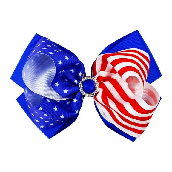 Nrmvnmi Girls' Patriotic Print Hair Clip 4th of July Themed Bow Bound Clip Independence Day Hair Clip