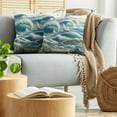 thumbnail image 5 of Ambesonne Nautical Throw Pillow Cover 2 Pack, Swirling Huge Waves Boat, 24", Reseda Green Teal and Blue, 5 of 7
