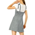 thumbnail image 4 of MODA NOVA Junior's Strap Button Down Faux Suede a-Line Mini Overall Dress, 4 of 7