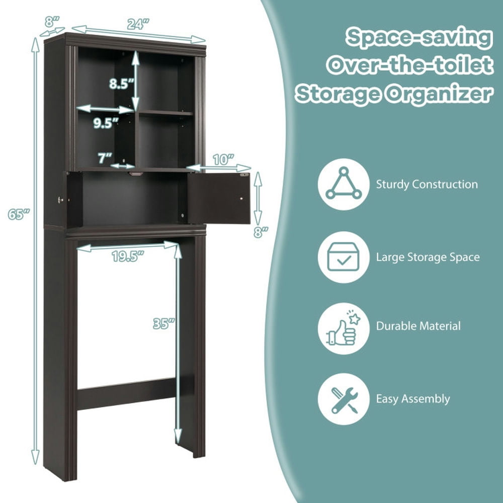 Finihen Toilet Storage Cabinet, Bathroom Cabinet Organizer, Over the Toilet Storage Cabinet with 4 Open Compartments, for Bathroom, Brown