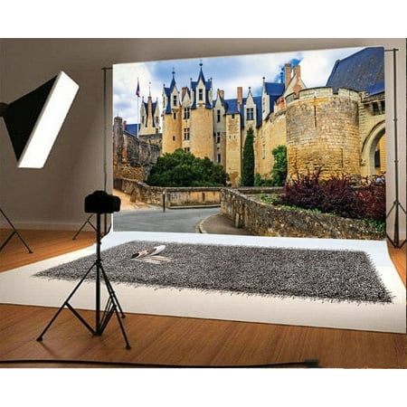 HelloDecor Polyster 7x5ft Luxurious Palace Backdrop Medieval Castles of Loire Valley Montreuil-Bellay France Travel Photography Background Kids Adults Photo Studio
