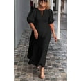 thumbnail image 1 of JUNWELL Robe Longue Décontractée en Coton Lin à Manches Bouffantes pour Femmes Été Ample Col Rond Élégante Robes de Soirée Ensemble Femme, 1 of 6