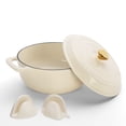 thumbnail image 4 of Professional 5QT Cast Iron Enamel Dutch Oven | Ceramic White | Non-Stick, Oven &amp; Induction Safe | 13"x10.5"x7" | Includes 2 Silicone Gloves, 4 of 10