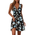 thumbnail image 2 of Womens V Neck Sleeveless Sundress Summer Floral Print Flare Tank Dress, 2 of 4