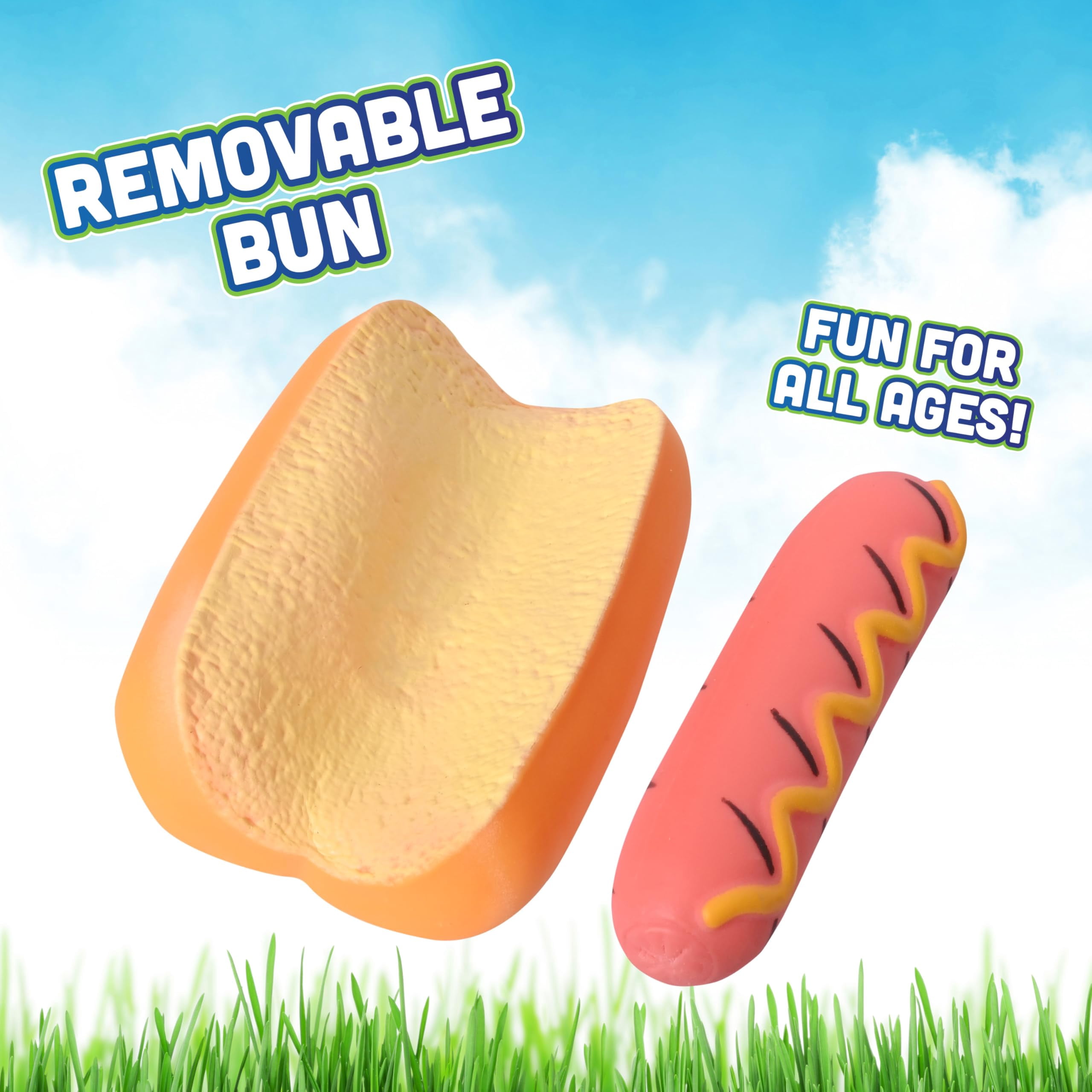 Squishies Jumbo Hot Dog Squishy Tool, Squeezy Two-Piece Therapy Gag Gift for Adults (1 Pc)