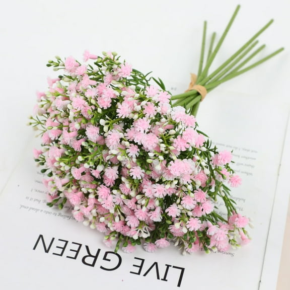 XmhyTop-A Artificial Baby Breath Flowers Pink Gypsophila Bouquets 7 pcs Real Touch Flowers for Wedding Party Home Decoration