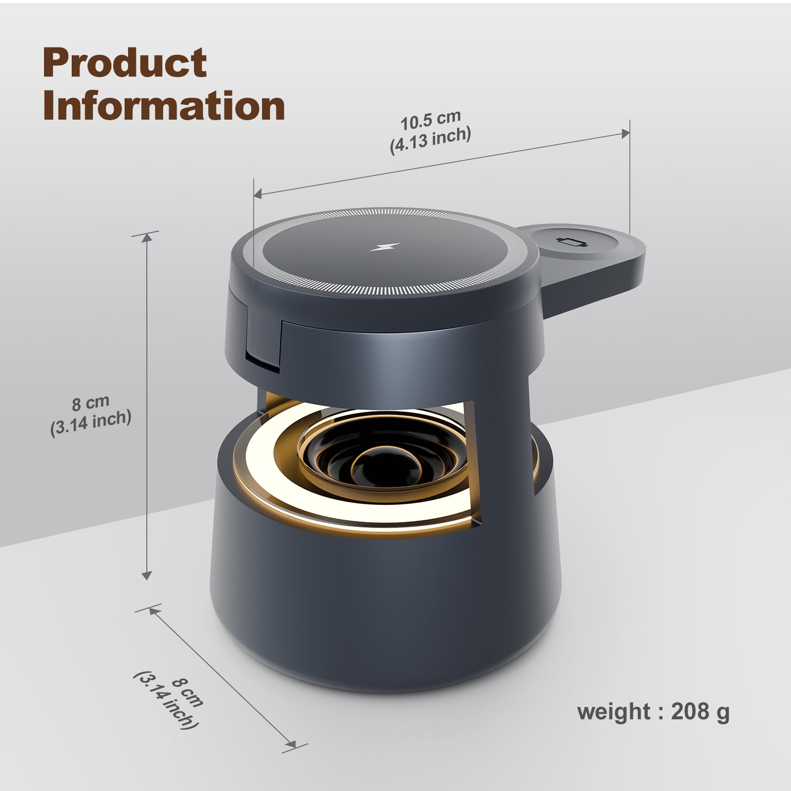5 in 1 Wireless Magnetic Charging Station for iPhone 16 15 14 13 12 11 8 X XR SE, for AirPods, 18W Fast Charger for iWatch Series, Bluetooth Speaker Night with 3 Level Light