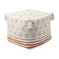 thumbnail image 2 of Funda de puf Zulema con Textura Boho Cojín de Reposapiés Copetudo Tejido de borlas rojo, 2 of 8